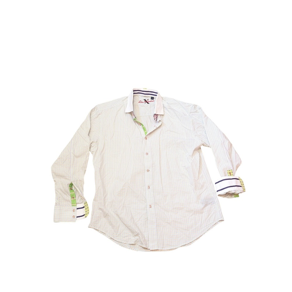 Robert Graham X Collection Men's XL Multicolor Check Dress Shirt Contrast‎ Cuffs